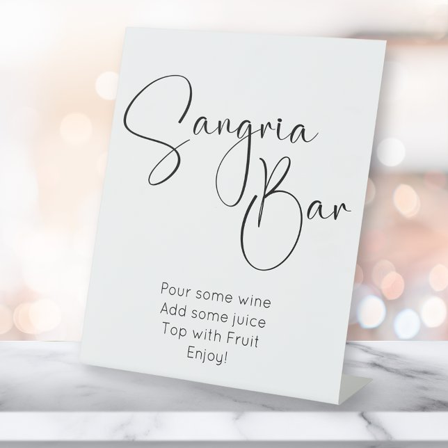 Modern Script Sangria Bar Pedestal Sign (Creator Uploaded)