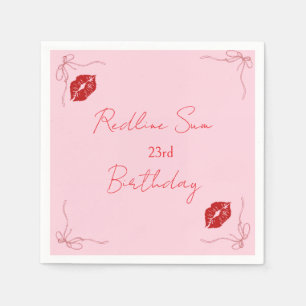 Modern Script Sassy Pink Bow Birthday Welcome Napkins