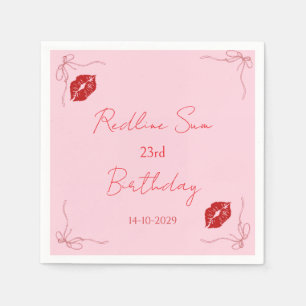 Modern Script Sassy Pink Bow Birthday Welcome Napkins