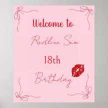 Modern Script Sassy  Pink  Bow Birthday Welcome