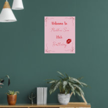 Modern Script Sassy  Pink  Bow Birthday Welcome