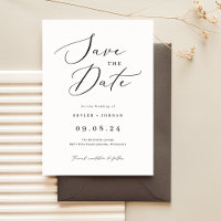 Modern Script Save the Date Announcement Card