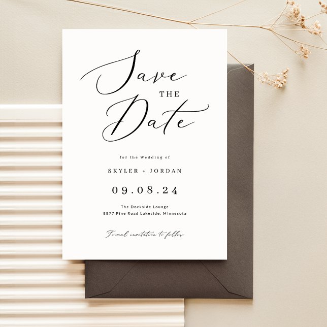 Modern Script Save the Date Announcement Card (Creator Uploaded)