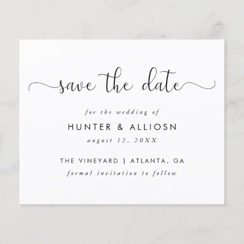 Modern Script Save The Date  Budget