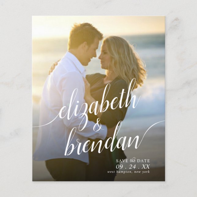 Modern Script Save the Date Budget Wedding (Front)