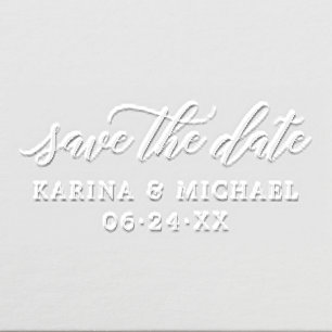 Modern Script Save the Date Couple Embosser