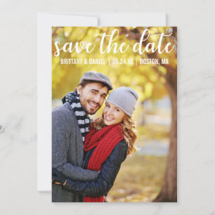 Modern Script Save The Date Couple Photo Card