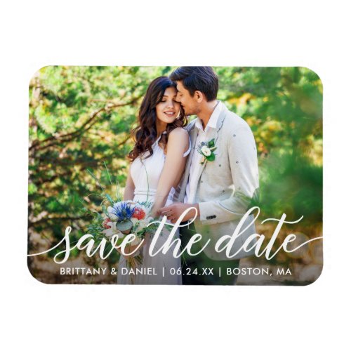 Modern Script Save The Date Couple Photo W Magnet