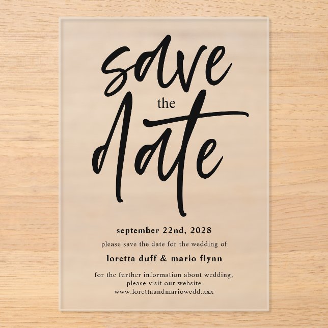 Modern Script Save the date Frosted (Front)