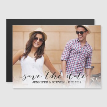 Modern Script Save The Date Magnet Invitations by antiquechandelier at Zazzle