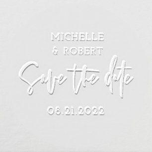 modern script save the date monogram  embosser