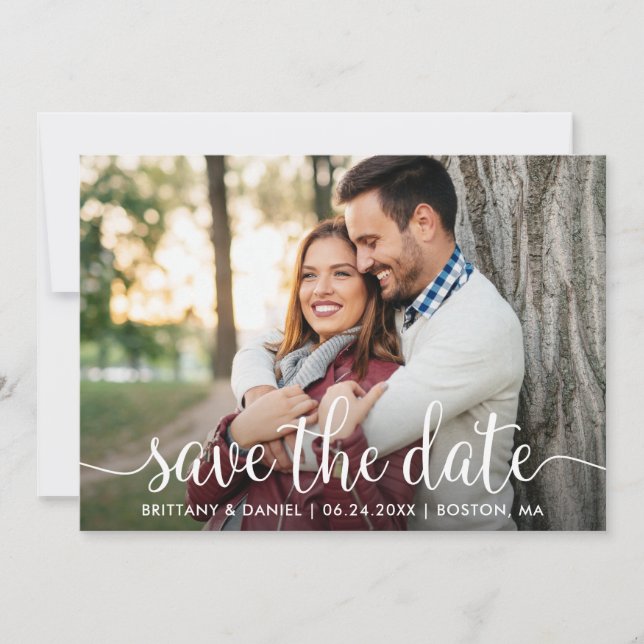 Modern Script | Save The Date Photo Card (Front)