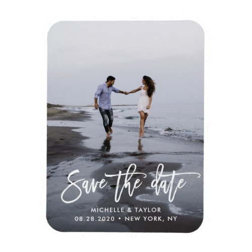 Modern Script Save the Date Photo Magnet