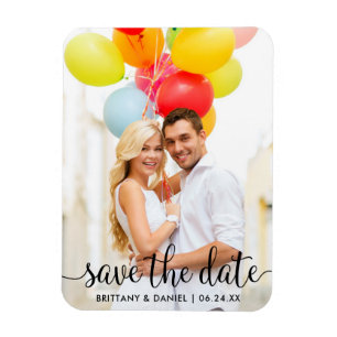 Modern Script Save The Date Photo Magnet