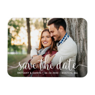 Modern Script   Save The Date Photo Magnet