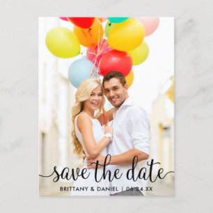 Modern Script Save the Date Photo Postcard