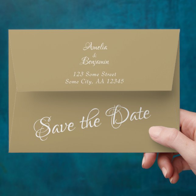 Modern Script Save the Date Return Address Wedding Envelope (Hand)