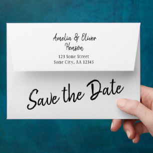 Modern Script Save the Date Return Address Wedding Envelope