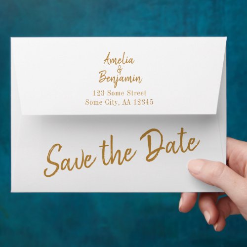 Modern Script Save the Date Return Address Wedding Envelope