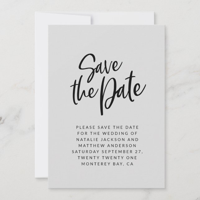 Modern script save the date wedding announcement (Front)