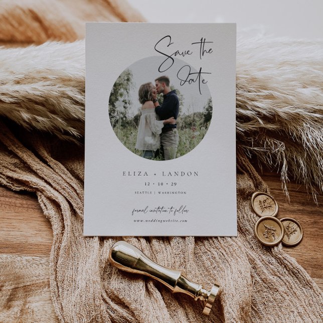 Modern Script Save The Date Wedding Photo Card (Creator Uploaded)