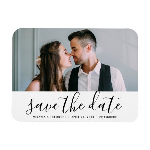 Modern Script Save the Date Wedding Photo Magnet