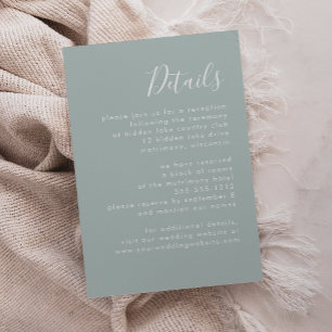 Modern Script Sea Glass Green Wedding Details Enclosure Card