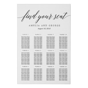 Modern Script Seating Chart Faux Canvas Print