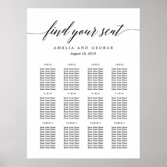 Modern Script Seating Chart Poster | Zazzle