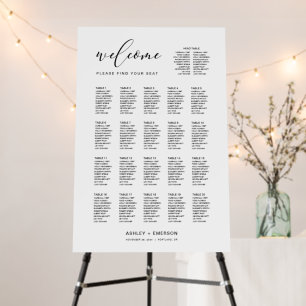 Modern Script Seating Chart With Head Table Foam Board