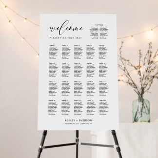 Modern Script Seating Chart With Head Table Foam Board