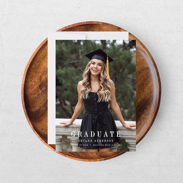 Modern Script Senior Photo Graduation  Invitation (Creator Uploaded)