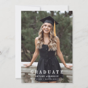 Modern Script Senior Photo Graduation  Invitation