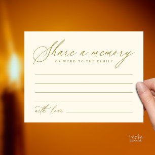 Modern Script Share a Memory Funeral Note Card