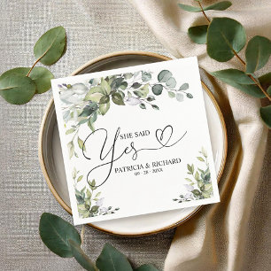 Modern Script She Said Yes Engagement Cocktail Napkins