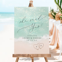 Modern Script She Said Yes Engagement Party Sign