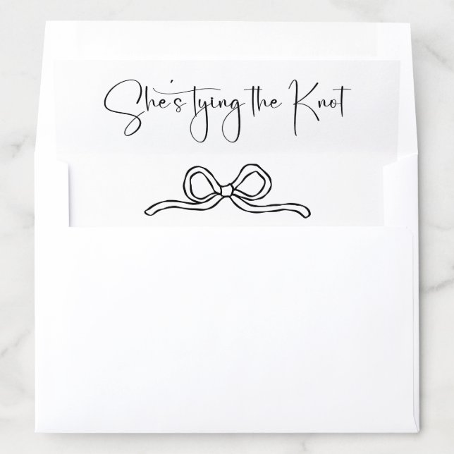 Modern Script She's Tying The Knot Bridal Shower Envelope Liner (In Envelope)