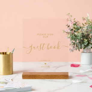 Modern Script Sign Our Guest Book Wedding Gold
