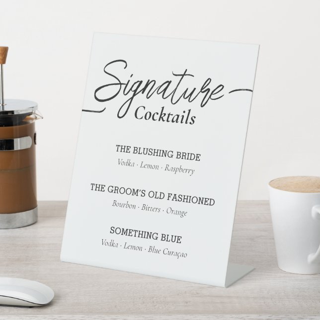 Modern Script Signature Cocktails Event Pedestal Sign (In SItu)
