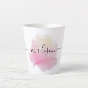 Modern Script Signature Typography Name Latte Mug