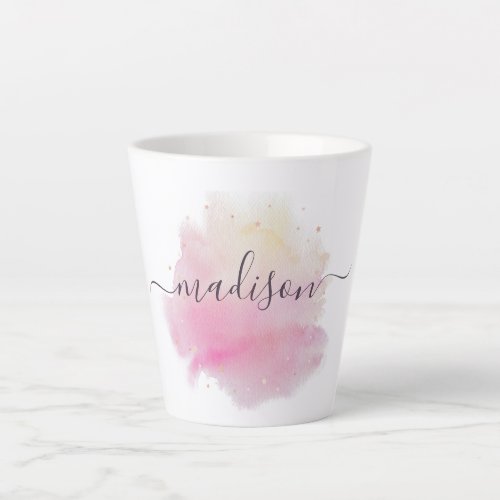 Modern Script Signature Typography Name  Latte Mug