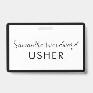 Modern Script Signature Usher Name Badge