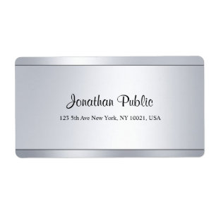 Modern Script Silver Chic Plain Shipping Address Label