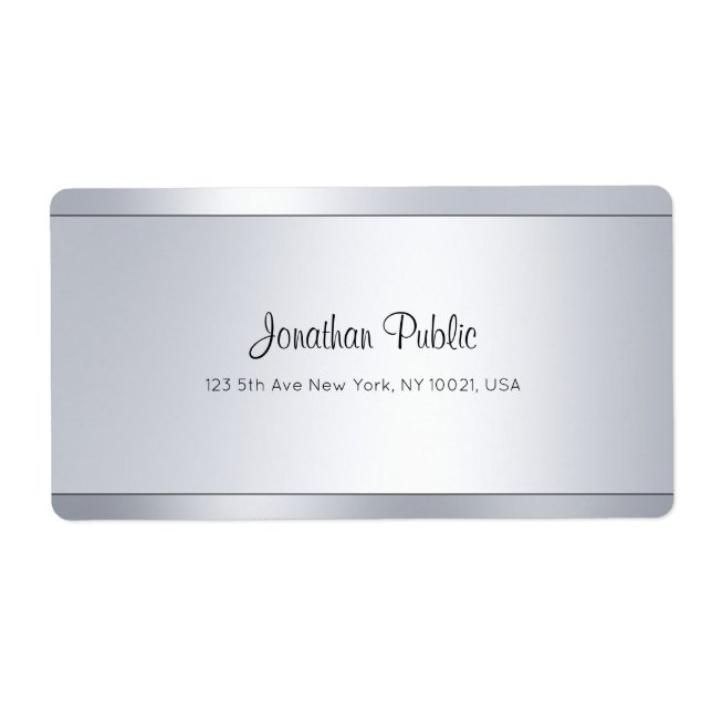 Modern Script Silver Glam Cool Shipping Address Label (Front)