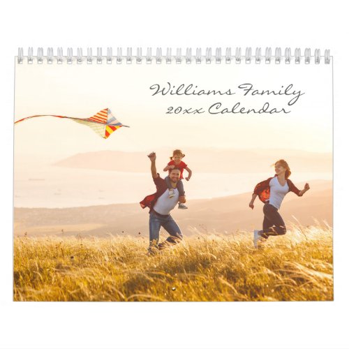 Modern Script Simple Custom Family Photo 2023 Calendar