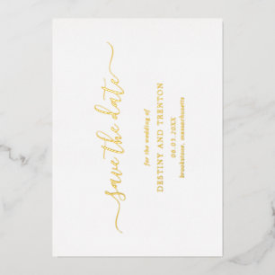 Modern Script Simple Elegant Wedding Save The Date Foil Invitation