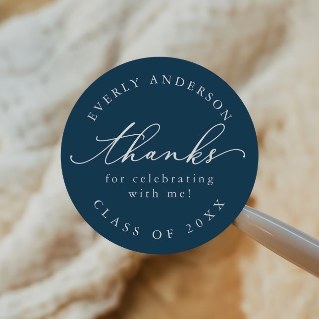 Modern Script Simple Graduation Classic Round Sticker (Creator Uploaded)