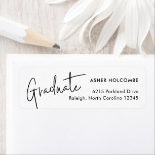 Modern Script Simple Graduation Return Address Label