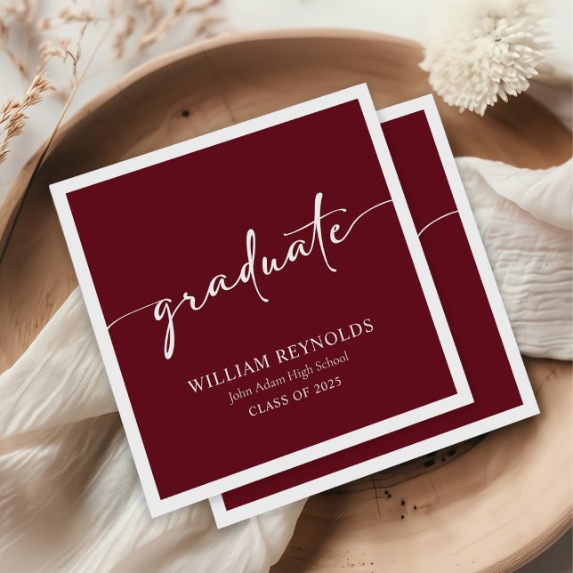 Modern Script Simple Photo Graduation Napkins (Creator Uploaded)