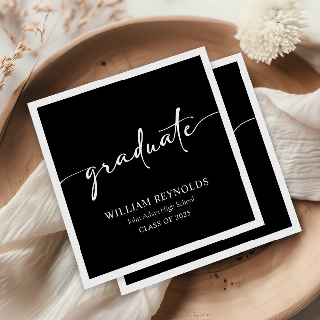 Modern Script Simple Photo Graduation Napkins (Creator Uploaded)